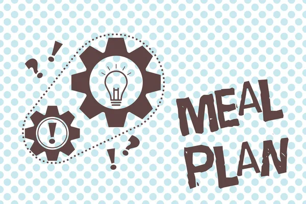 Writing note showing Meal Plan. Business photo showcasing arrangement scheme of what are going to eat next week month