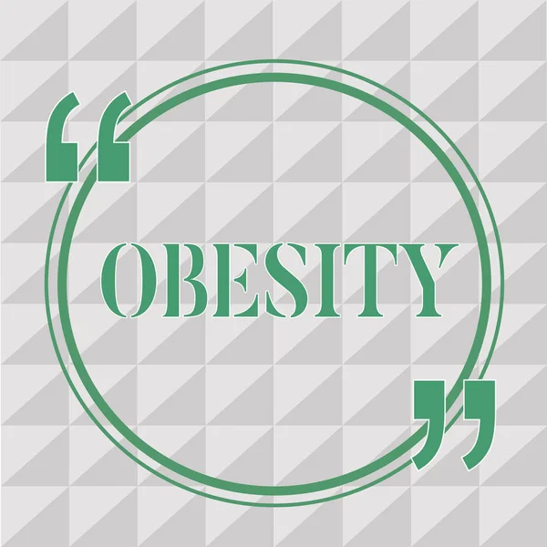 Tekst teken tonen van obesitas. Conceptuele foto medische aandoening overmaat van lichaam vet geaccumuleerde gezondheidsprobleem — Stockfoto