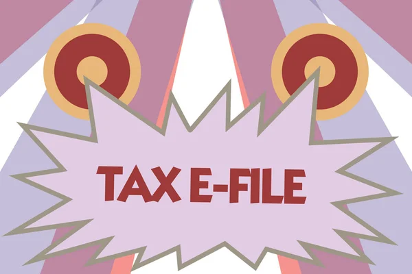 Escrita de mão conceitual mostrando Tax E File. Foto comercial mostrando Sistema de apresentação de documentos fiscais para a Receita Federal dos EUA — Fotografia de Stock