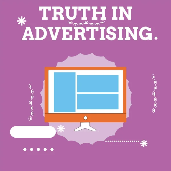 Igazság a reklám szöveg, kézírás. Koncepció, ami azt jelenti, gyakorlatban őszinte reklám reklám Propaganda — Stock Fotó