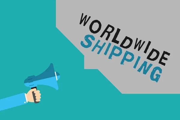 Nota de escritura que muestra Worldwide Shipping. Foto comercial mostrando flete marítimo entrega de mercancías envío internacional — Foto de Stock