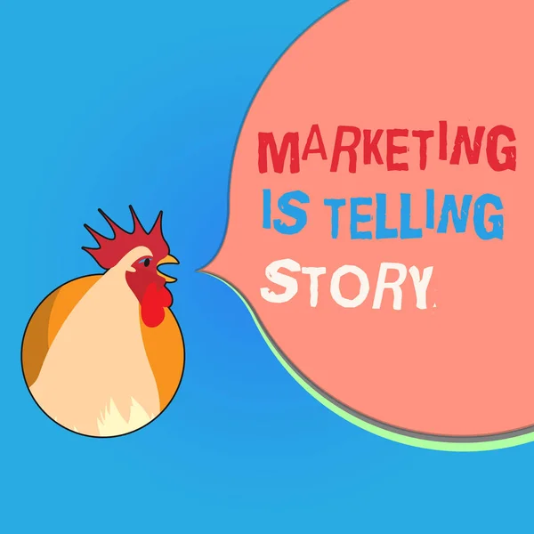 Uwaga: pisanie Wyświetlono Marketing jest opowiadać historię. Biznesowe zdjęcie prezentujący tchnąć życie do marki produktu lub usługi — Zdjęcie stockowe