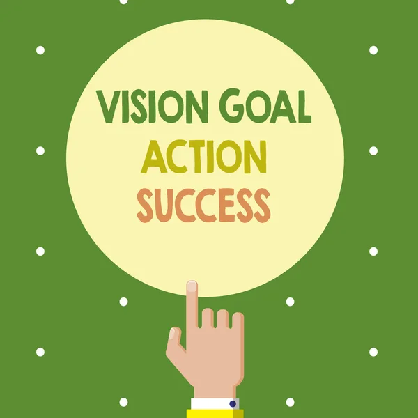 Signo de texto que muestra el éxito de Visión Goal Action. Foto conceptual Proceso de planificación estratégica Actúa tus sueños — Foto de Stock