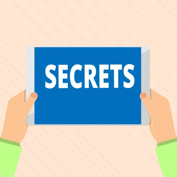 Ordet skriva text hemligheter. Affärsidé för förvaras okänd av andra konfidentiella privata sekretessbelagda Unrevealed — Stockfoto