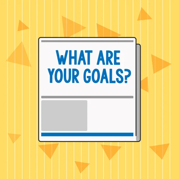 Handwriting text What Are Your Goals question. Concept meaning ask the Desired End Results to know the plans — Stock Photo, Image