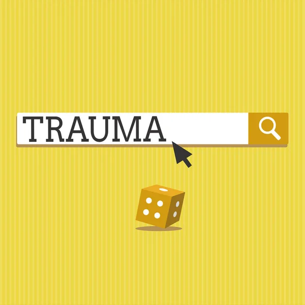 Signo de texto que muestra Trauma. Foto conceptual Experiencia profundamente angustiosa o perturbadora Lesión física — Foto de Stock