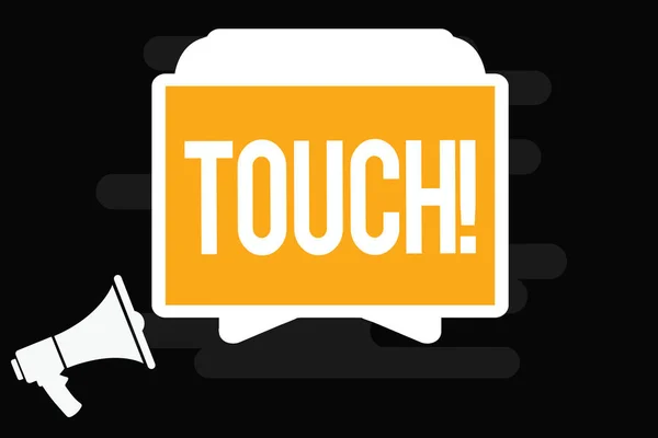 Texte manuscrit Toucher. Concept signifiant poignée afin d'interférer avec alter affect Contact avec Smartphone — Photo