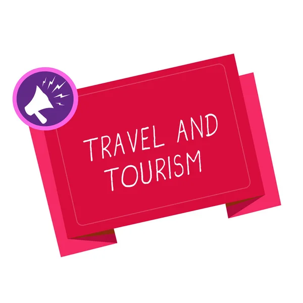 Schrijven van notitie weergegeven: reizen en toerisme. Zakelijke foto presentatie van tijdelijke verplaatsing van personen naar bestemmingen of locaties — Stockfoto
