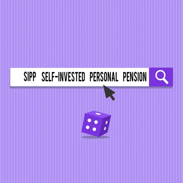 Scrittura a mano concettuale che mostra Sipp Self Invested Personal Pension. Business photo showcase Preparare il futuro Risparmiare da giovani — Foto Stock