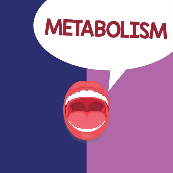 Signo de texto que muestra Metabolismo. Foto conceptual Procesos químicos en el cuerpo para producir energía procesamiento de alimentos — Foto de Stock