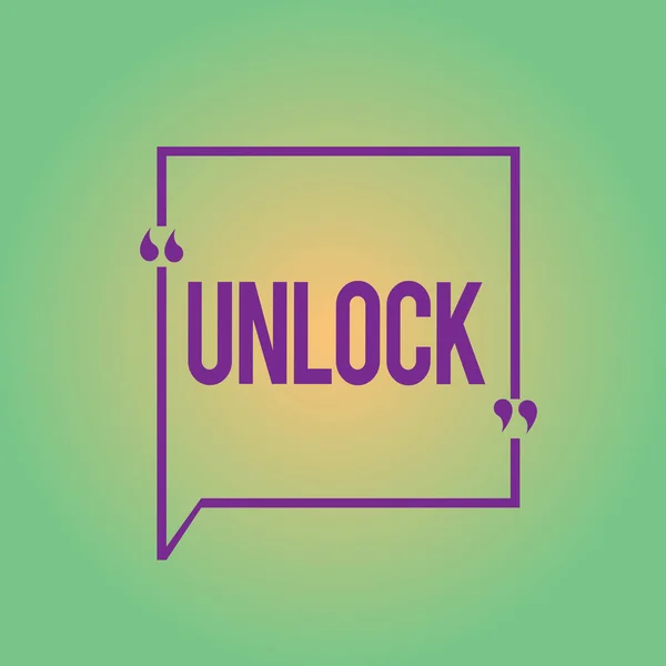 Word writing text Unlock. Business concept for use password or other authentication to access full functionality — Stock Photo, Image