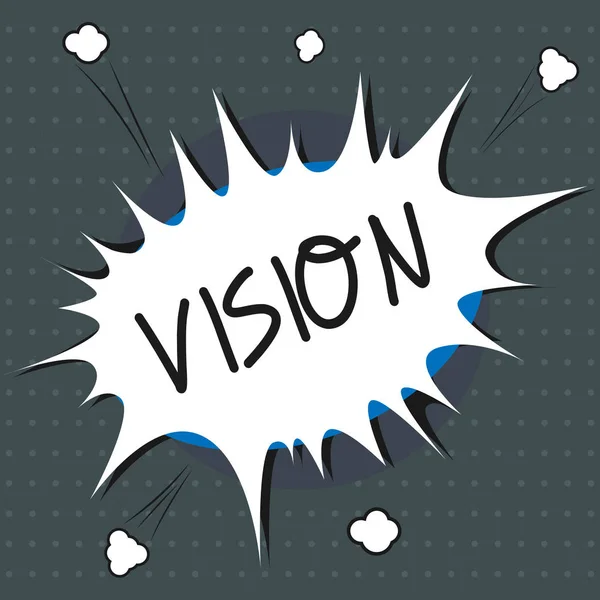 Signo de texto que muestra Visión. Foto conceptual Ser capaz de ver Objetivo Inspiración Planificación para el futuro — Foto de Stock