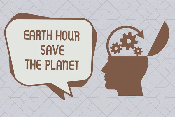 Szöveg jel mutatja a föld óra menteni a bolygót. Fogalmi fotó a fények ki Eventmovement WWF minden március — Stock Fotó