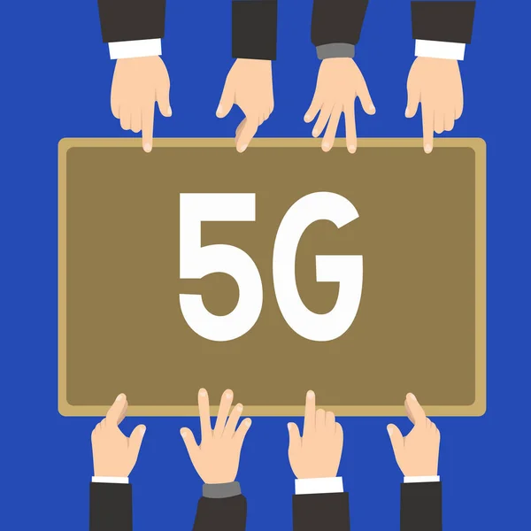 Word pisanie tekstu 5g. Koncepcja biznesowa dla nowej generacji mobilnych sieci po 4g Lte szybkie prędkości połączenia — Zdjęcie stockowe