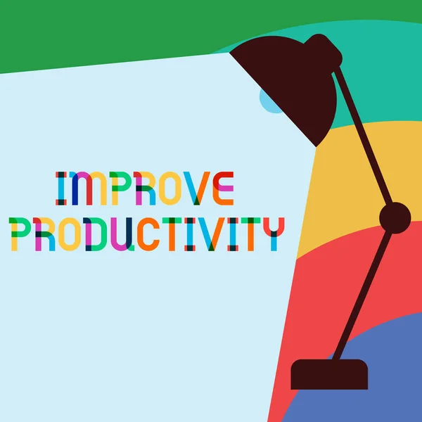 Signo de texto que muestra Mejorar la productividad. Foto conceptual Mejora la calidad del tiempo de entrada y Perforanalysisce — Foto de Stock