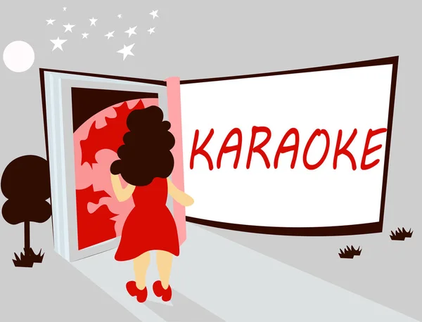 Manuscrito texto escrevendo Karaoke. Conceito significado Entretenimento cantando ao longo da música instrumental tocada por uma máquina — Fotografia de Stock