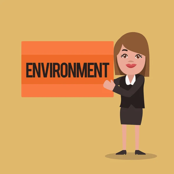 Text sign showing Environment. Conceptual photo Surroundings Conditions in which a demonstrating animal or plant lives — Stock Photo, Image