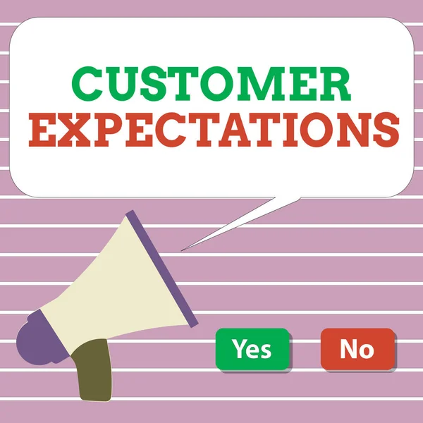 Handwriting text Customer Expectations. Concept meaning Benefits a Client Expect Surpass the needs and wants