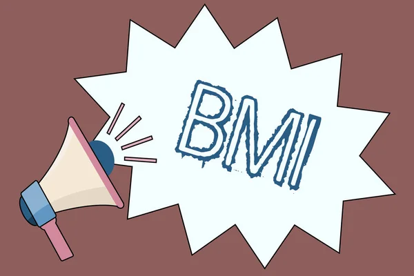 Handschrift bmi. Konzept: Methode zur Schätzung des Körperfettgehalts basierend auf Gewicht und Körpergröße — Stockfoto