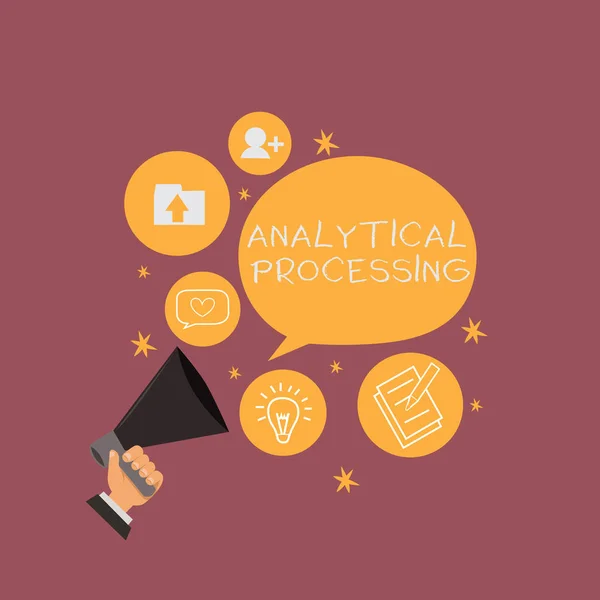 Tekstbord met Analytische verwerking. Conceptuele foto gemakkelijk Bekijk schrijfrapporten Data Mining en Discovery — Stockfoto