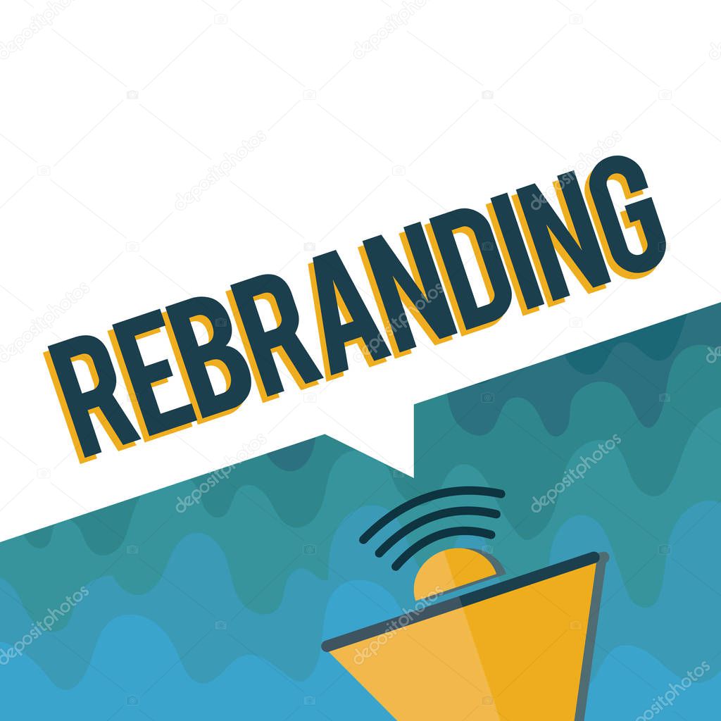 Handwriting text Rebranding. Concept meaning Change corporate image of company organization Marketing strategy