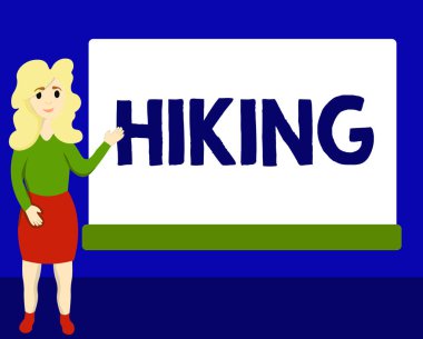 Hiking gösterilen Not yazma. İş fotoğraf vitrine walk ülke çapında özellikle uzun mesafe için tür spor ayak