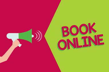 Kitap Online gösterilen metin işareti. Kavramsal fotoğraf rezerv konaklama bilet olaylar Internet üzerinden uçak.