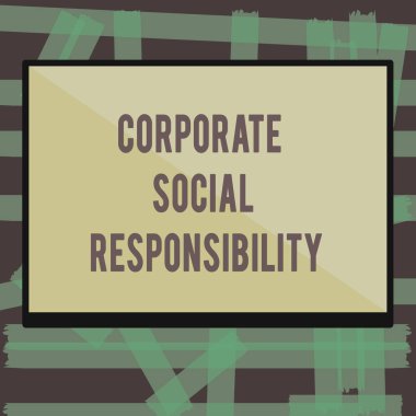 Kurumsal sosyal sorumluluk gösterilen Not yazma. İş fotoğraf vitrine iç şirket politikası ve etik strateji