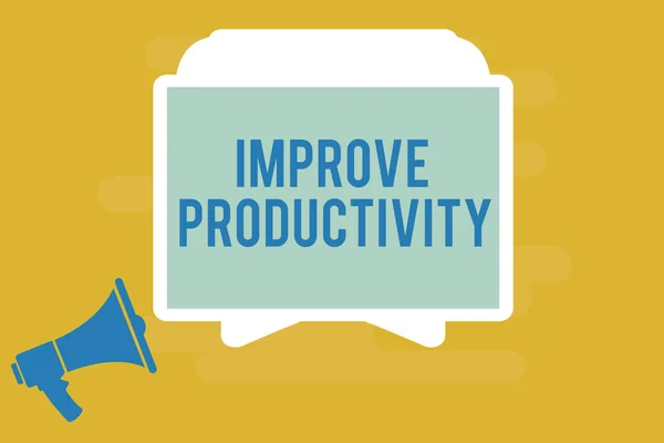 Nota de escritura que muestra Mejorar la productividad. Foto de negocios que muestra Mejora la calidad del tiempo de entrada y Perforanalysisce —  Fotos de Stock