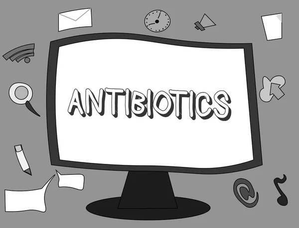 Texte écrit Antibiotiques. Concept d'entreprise pour les médicaments utilisés dans le traitement et la prévention des infections bactériennes — Photo