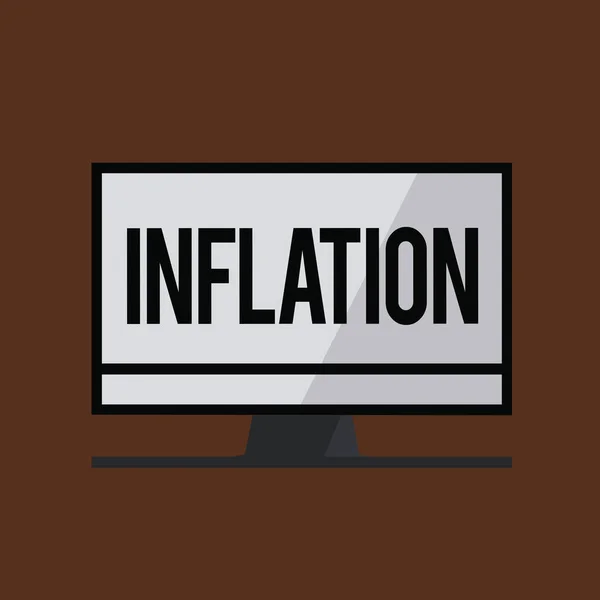 Koncepcyjne w zapasie pismo, Wyświetlono inflacji. Biznesowe zdjęcie prezentujący ogólne wzrost cen i spadek zakupów wartości pieniądza — Zdjęcie stockowe