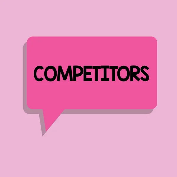 Handwriting text Competitors. Concept meaning Persons takes part in sporting contest commercial competition — Stock Photo, Image