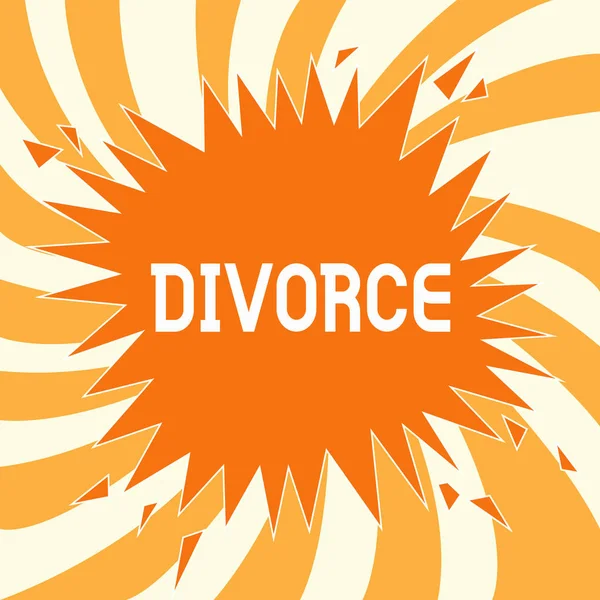 Text sign showing Divorce. Conceptual photo Legal dissolution of marriage Separation Breakup Disagreement — Stock Photo, Image