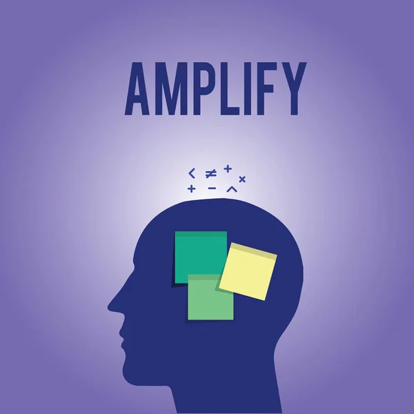 Word tekst intoetsen Amplify. Business concept voor maken iets grotere verhoging van de luider het volume met behulp van de versterker — Stockfoto