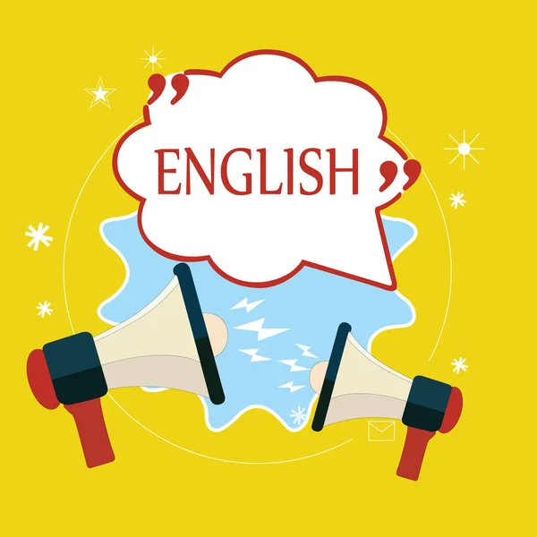 Word writing text English. Business concept for Related to England showing language culture British Literature class — Stock Photo, Image