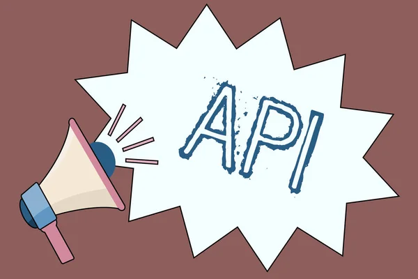 Χειρόγραφου κειμένου Api. Έννοια έννοια εργαλεία για την οικοδόμηση λογισμικό υπολογιστή προγραμματισμού ρουτίνες πρωτόκολλα — Φωτογραφία Αρχείου
