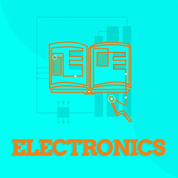 Texte indiquant Électronique. Photo conceptuelle Circuits ou dispositifs utilisant des transistors micropuces dispositif numérique — Photo