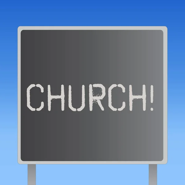 Wortschreibtext Kirche. Geschäftskonzept für Gebäude, die für öffentliche christliche Gottesdienste genutzt werden, religiöser geistlicher Ort — Stockfoto