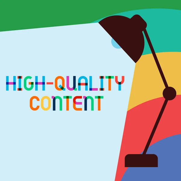 Text sign showing High Quality Content. Conceptual photo Website is Useful Informative Engaging to audience — Stock Photo, Image