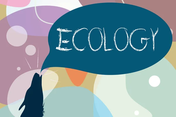 Conceptuele hand schrijven tonen ecologie. Zakelijke foto tekst tak van wetenschap relatie organismen milieu wetenschappelijke studie — Stockfoto