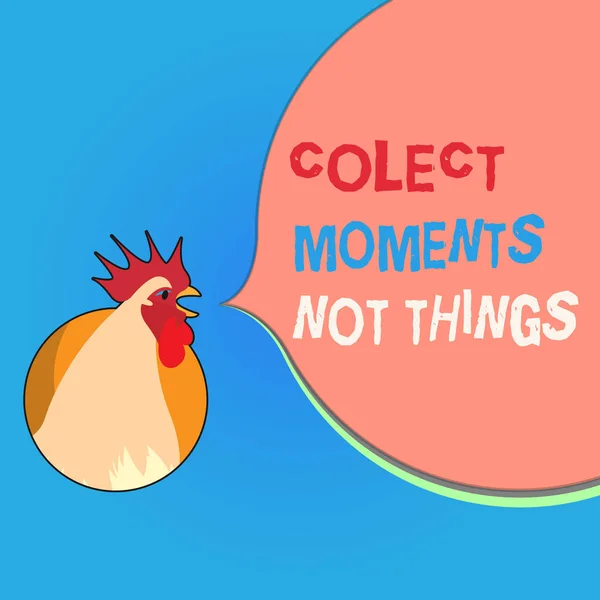 Scrivere una nota che mostri Colect Moments Not Things. Foto d'affari in mostra raccogliere ricordi di beni di breve durata — Foto Stock