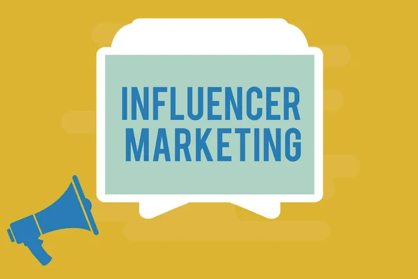 Escrever nota mostrando Influencer Marketing. Foto de negócios mostrando Endorser que Influenciam Clientes Alvo Potencial — Fotografia de Stock