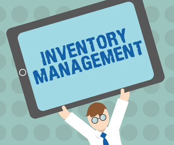 직관적 인 손 글씨는 Inventory Management 를 보여 줍니다. Business photo text Overseeing Controlling Storage of Stocks and Prices — 스톡 사진