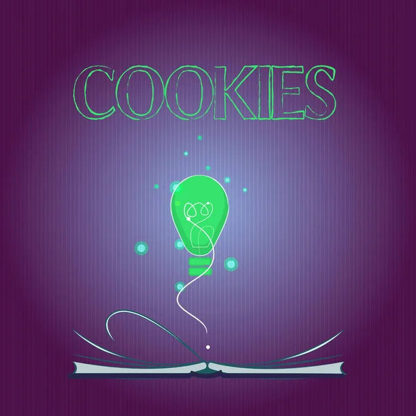 Texto para escrita de palavras Cookies. Conceito de negócio para biscoito doce Sobremesa Delicioso alimento Snack Pequeno bolo levantado — Fotografia de Stock