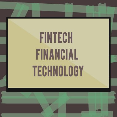 Fintech finans teknolojileri gösterilen Not yazma. İş fotoğraf vitrine parasal yeni tekniği kullanarak hizmet veren