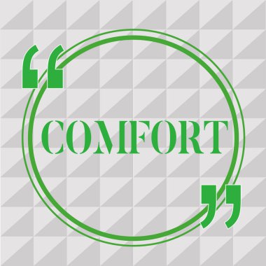 Comfort yazma el yazısı metin. Fiziksel kolaylığı özgürlük ağrı gevşeme dinlenme konforlu anlam kavramı