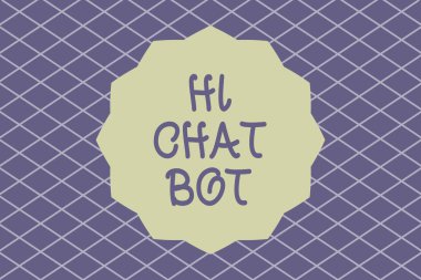 Hi Chat Bot gösterilen Not yazma. Gönderilmiş bir iletiyi cevap vermeyen robot makine için tebrik vitrine iş fotoğraf