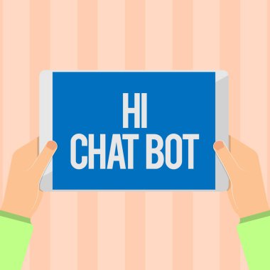 Hi Chat Bot gösterilen metin işareti. Kavramsal fotoğraf gönderilmiş bir iletiyi cevap vermeyen robot makine için tebrik