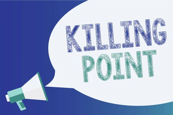 Segno di testo che mostra Killing Point. Foto concettuale Fase Fine Recensione Fase Cancello Valutazione del progetto No Go Megafono altoparlante discorso bolla messaggio importante parlando ad alta voce . — Foto Stock