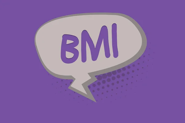 Handwriting text Bmi. Concept meaning Method of estimating body fat levels based on weight and height — Stock Photo, Image